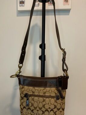 EUC Coach Brown Signature Canvas Crossbody Bag